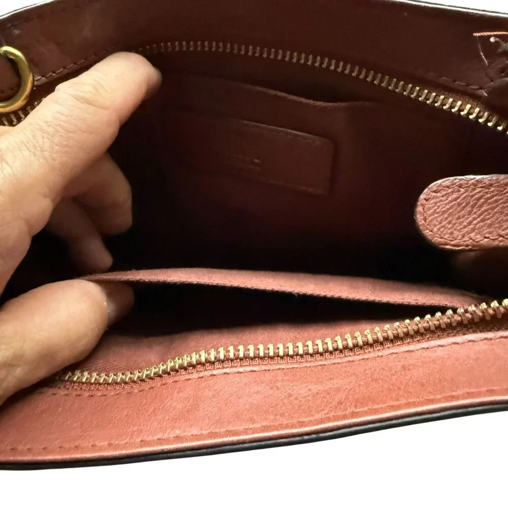 Frye Lucy Leather Wristlet Clutch Women's Brown Everyday Minimalist Classic - Picture 7 of 9